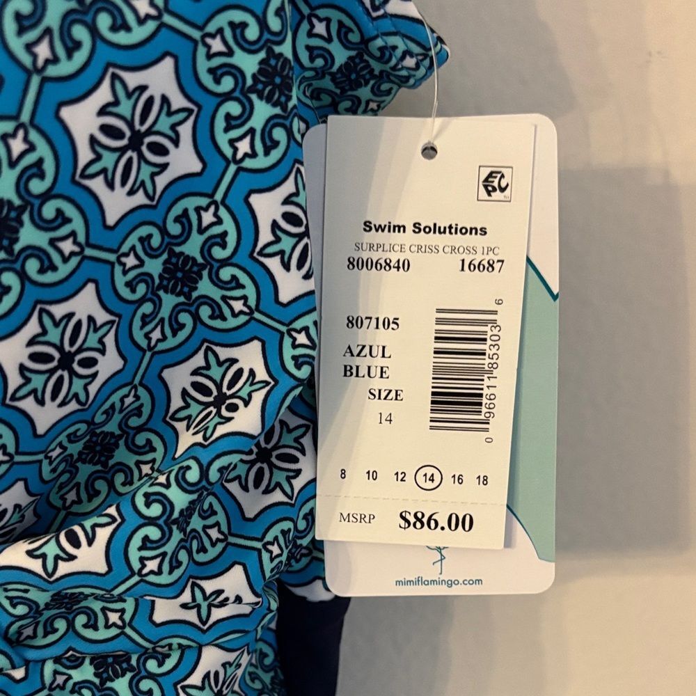 Swim Solutions Macy’s tummy control bust support geometric One Piece Swimsuit 14 - Picture 4 of 13